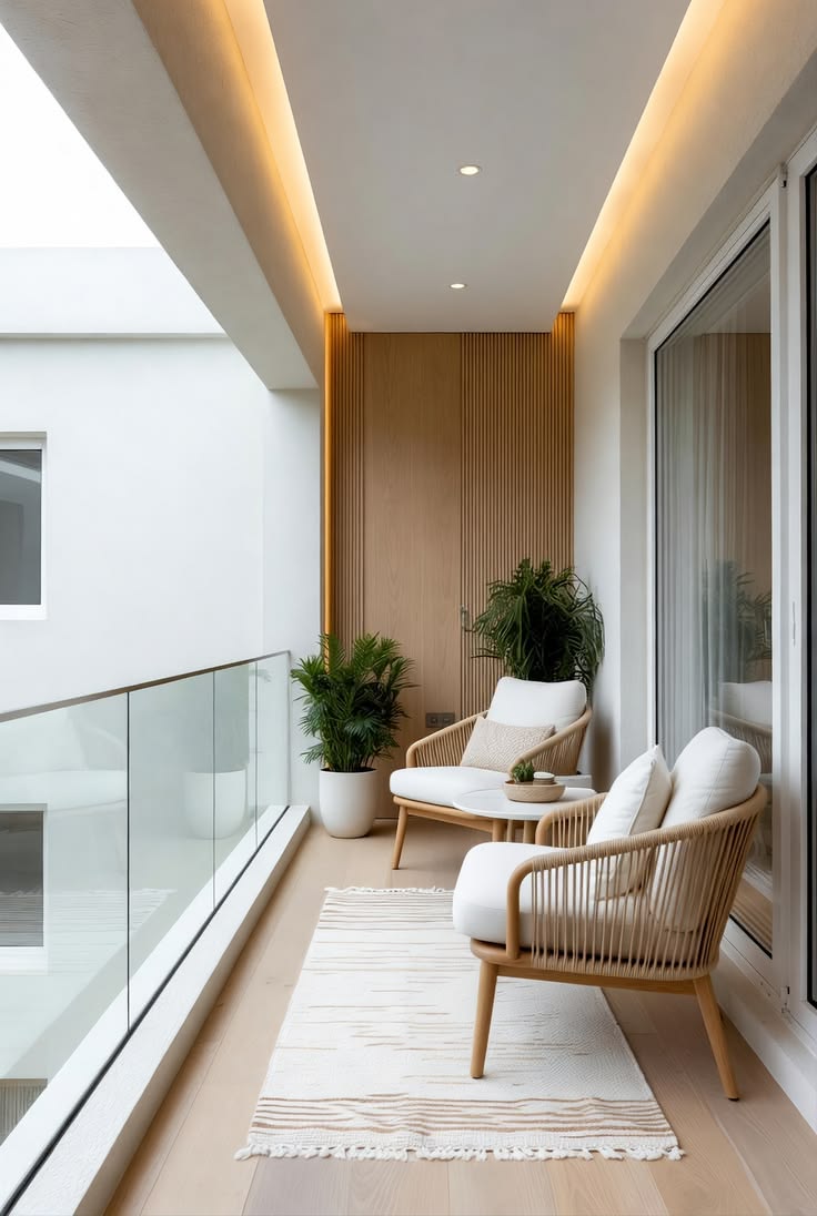Modern Skyline Balcony with Ceiling Rattan Swing & Fairy Lights #3